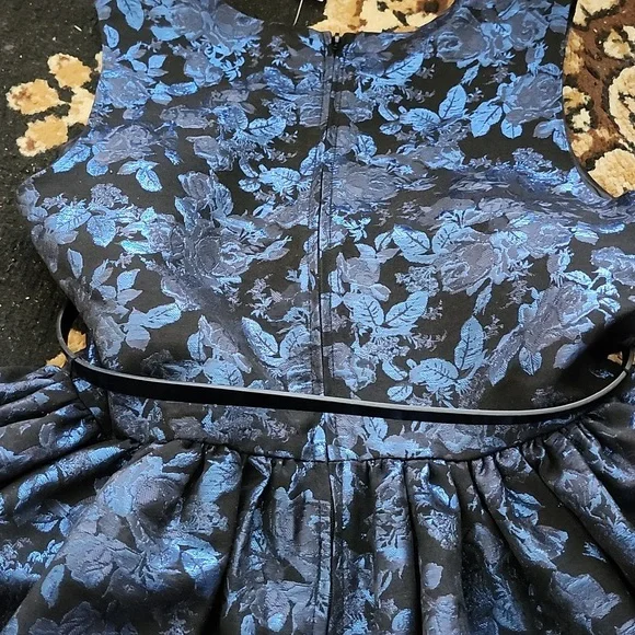 NWT! Place Special Occasion Elegant Blue Floral Kids Dress; 16 - Picture 9 of 14